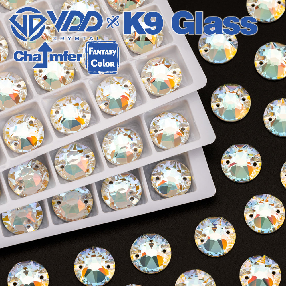 VDD 8B-8S 12mm 40Pcs Aura Mirage  Color Top Quality K9 Glass Sew on Rhinestone Sewing Crystal Flatback Clothes Decorations
