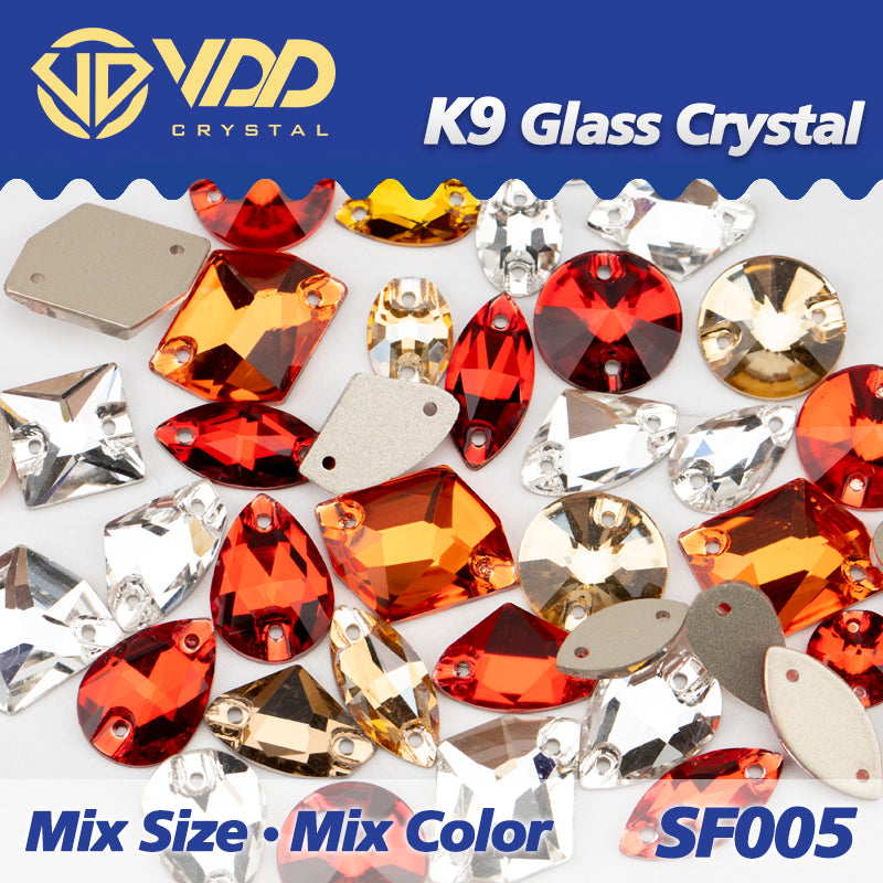 VDD SF005 20/50Pcs Mix Size AAAAA K9 Glass Sew On Rhinestones Sewing Crystal AB Flat Back Stones For Clothes Accessories Wedding Dress