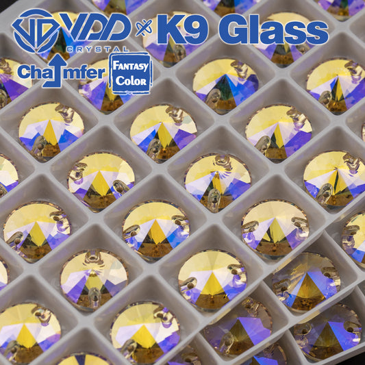 VDD Rivoli 12mm 40Pcs Paradise Shine Color Top Quality K9 Glass Sew on Rhinestone Sewing Crystal Flatback Clothes Decorations