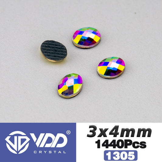 VDD 1305-3x4mm Wholesale 1440Pcs Rectangle Glass Rhinestones Crystal AB Flatback HotFix Strass Shape 3D Stones For Nail Art DIY Decorations