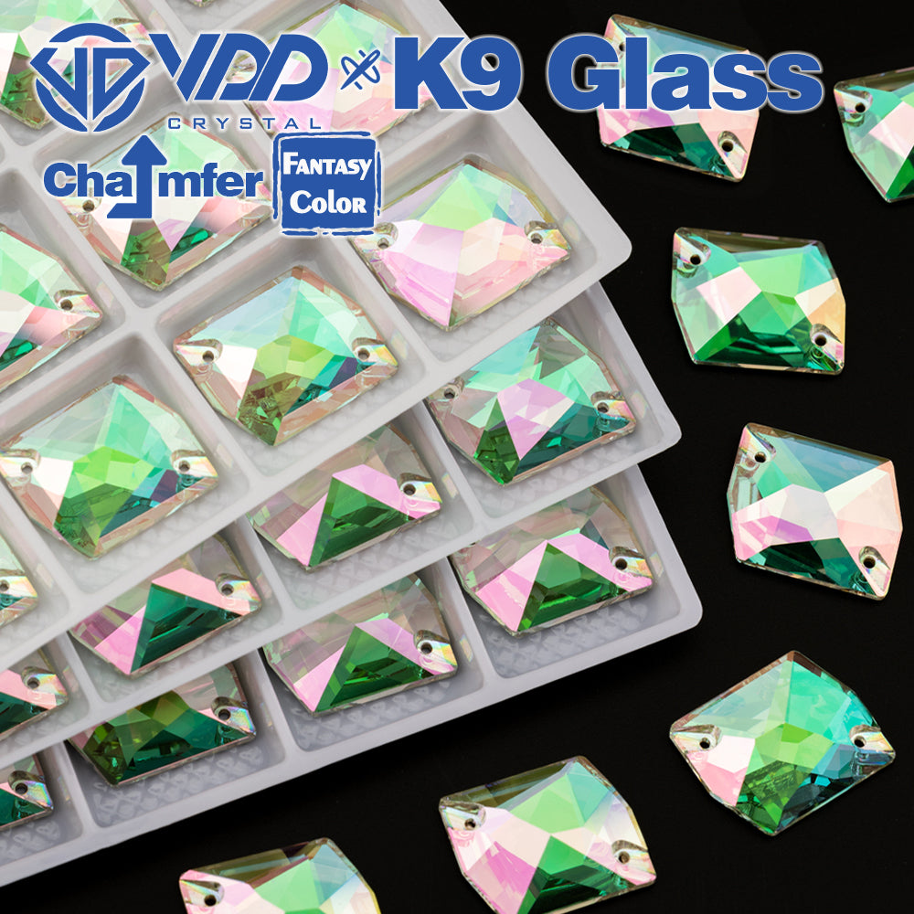 VDD Cosmic 17x21mm 15Pcs Chroma Shimmer Color Top Quality K9 Glass Sew on Rhinestone Sewing Crystal Flatback Garment Decorations
