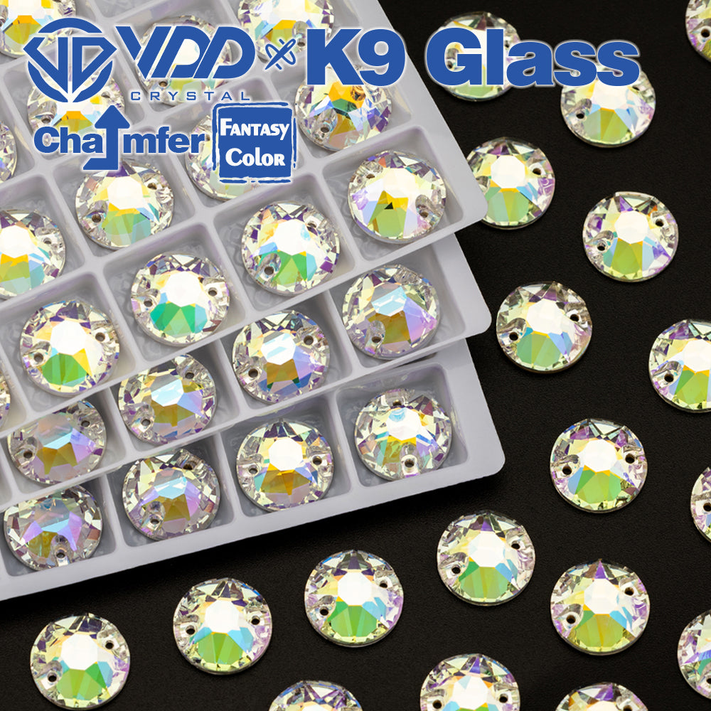 VDD 8B-8S 12mm 40Pcs Luster Mirage  Color Top Quality K9 Glass Sew on Rhinestone Sewing Crystal Flatback Clothes Decorations