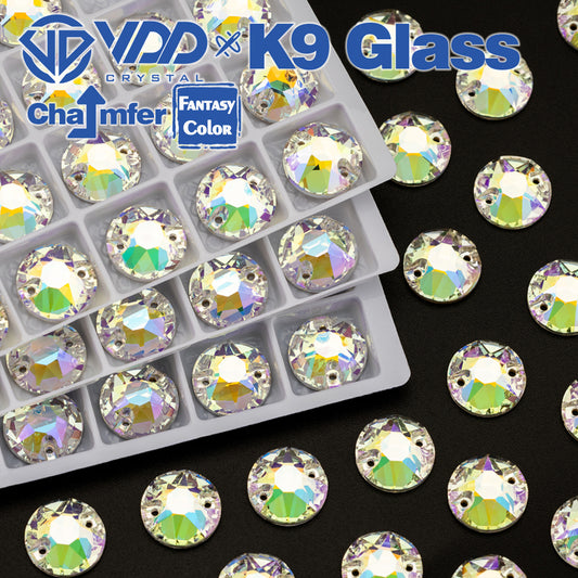 VDD 8B-8S 12mm 40Pcs Luster Mirage  Color Top Quality K9 Glass Sew on Rhinestone Sewing Crystal Flatback Clothes Decorations