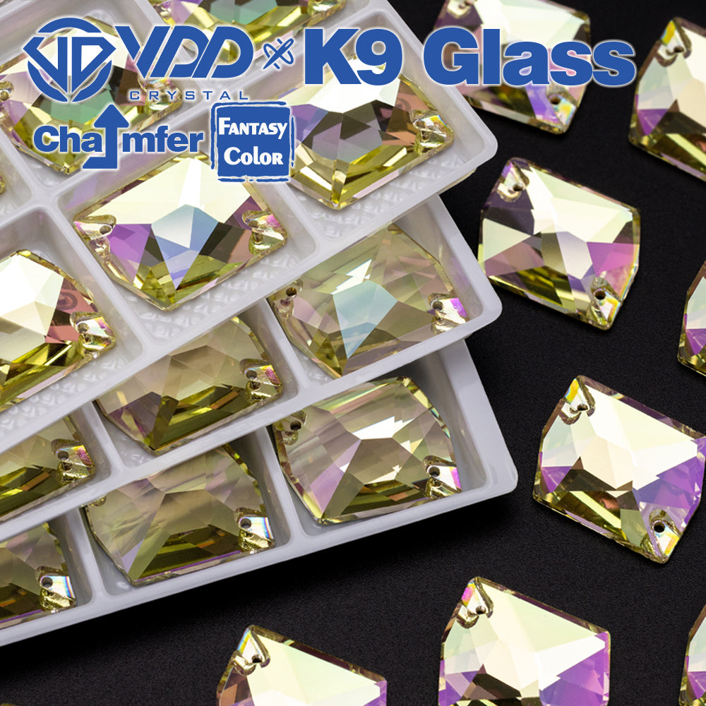 VDD Cosmic 17x21mm 15Pcs Glimmer Color Top Quality K9 Glass Sew on Rhinestone Sewing Crystal Flatback Garment Decorations