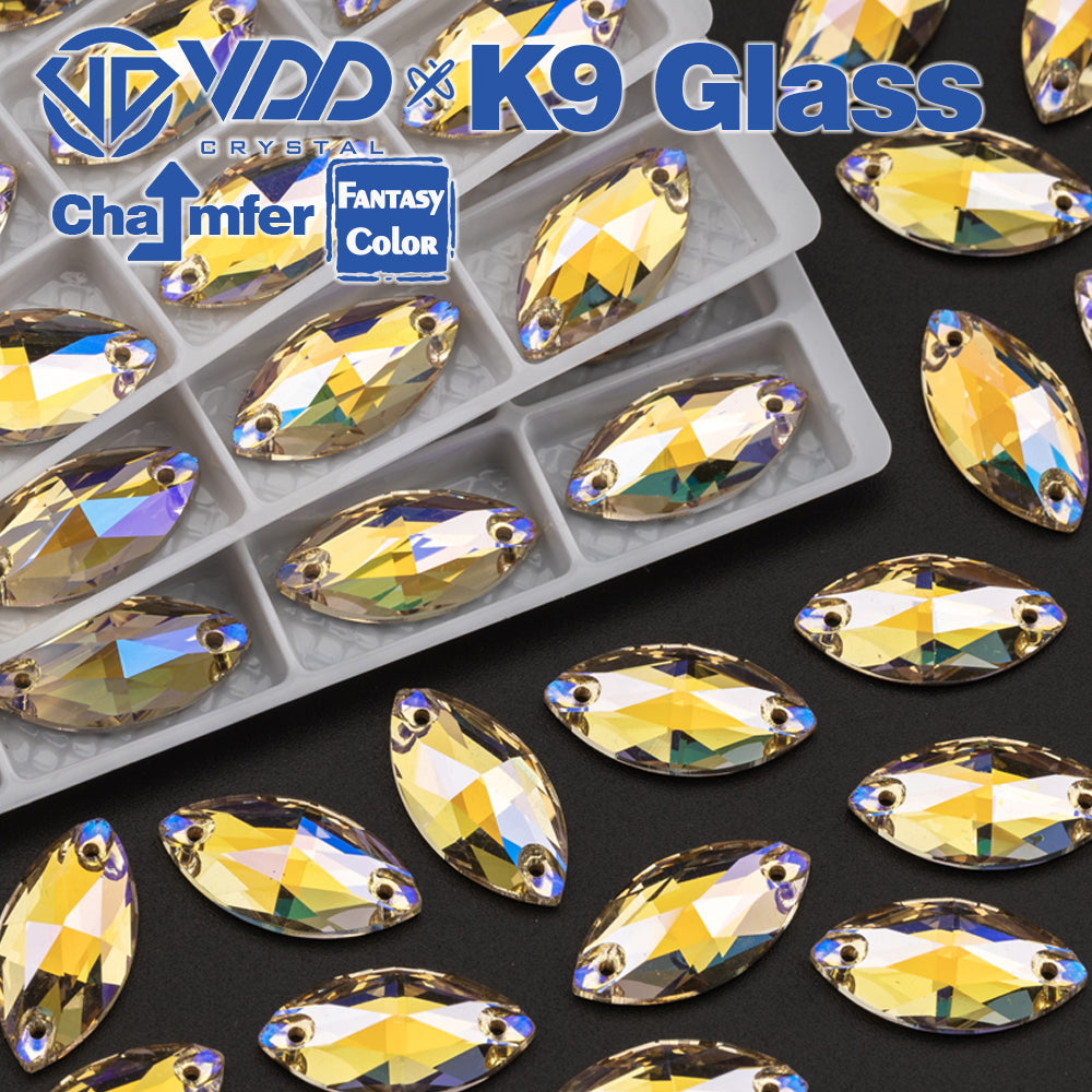 VDD Navette 9x18mm 36Pcs Paradise Shine K9 Glass Sew On Rhinestones High Quality AAAAA Crystal Flatback Sewing Strass Stones  DB-S261
