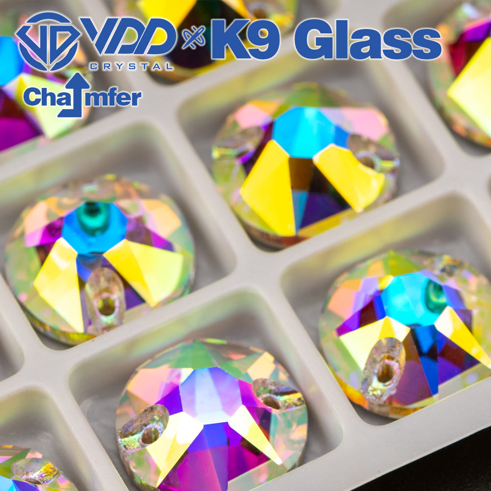 VDD S255 Crystal AB 8 Big 8 Small Top Quality K9 Glass Sew on Rhinestones Crystal Flatback Sewing Stones for Clothes Decorations
