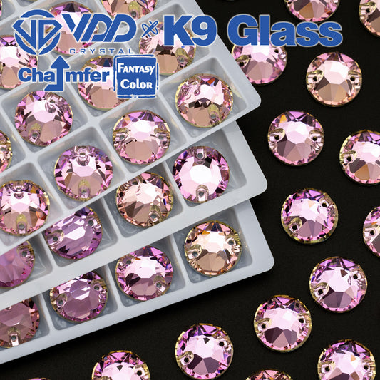 VDD Rivoli 12mm 40Pcs Violet Beam Top Quality K9 Glass Sew on Rhinestone Sewing Crystal Flatback Clothes Decorations