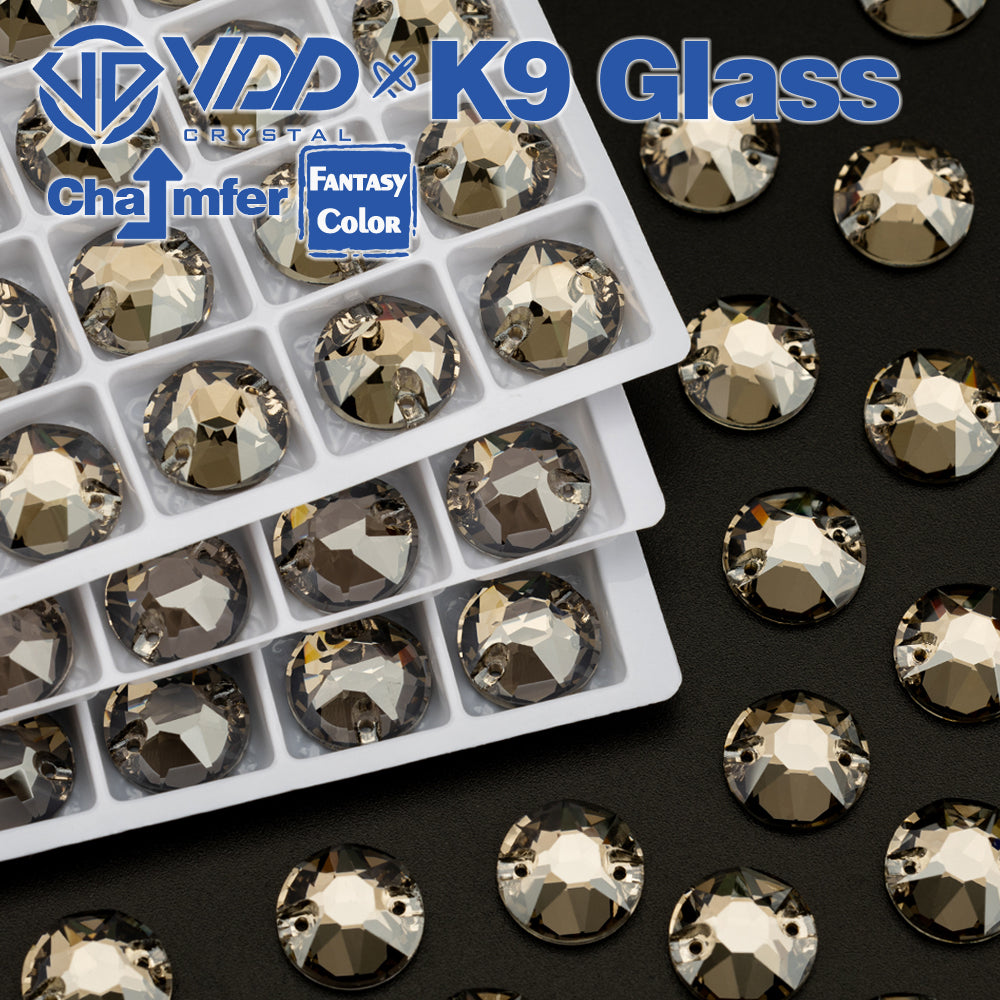 VDD 8B-8S 12mm 40Pcs Greige Color Top Quality K9 Glass Sew on Rhinestone Sewing Crystal Flatback Clothes Decorations