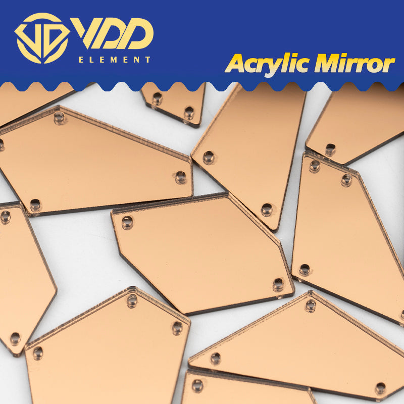 VDD 30/60/200Pcs Mix Size Light Peach Acrylic Mirror Sewing Rhinestones SewOn DIY Crafts FlatBack Stones For Garment Decorations