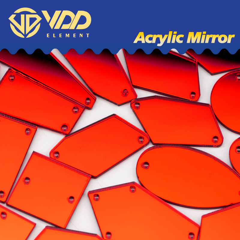 VDD 30/60/200Pcs Mix Size Red Orange Acrylic Mirror Sewing Rhinestones Sew On DIY Crafts FlatBack Stones For Garment Decorations