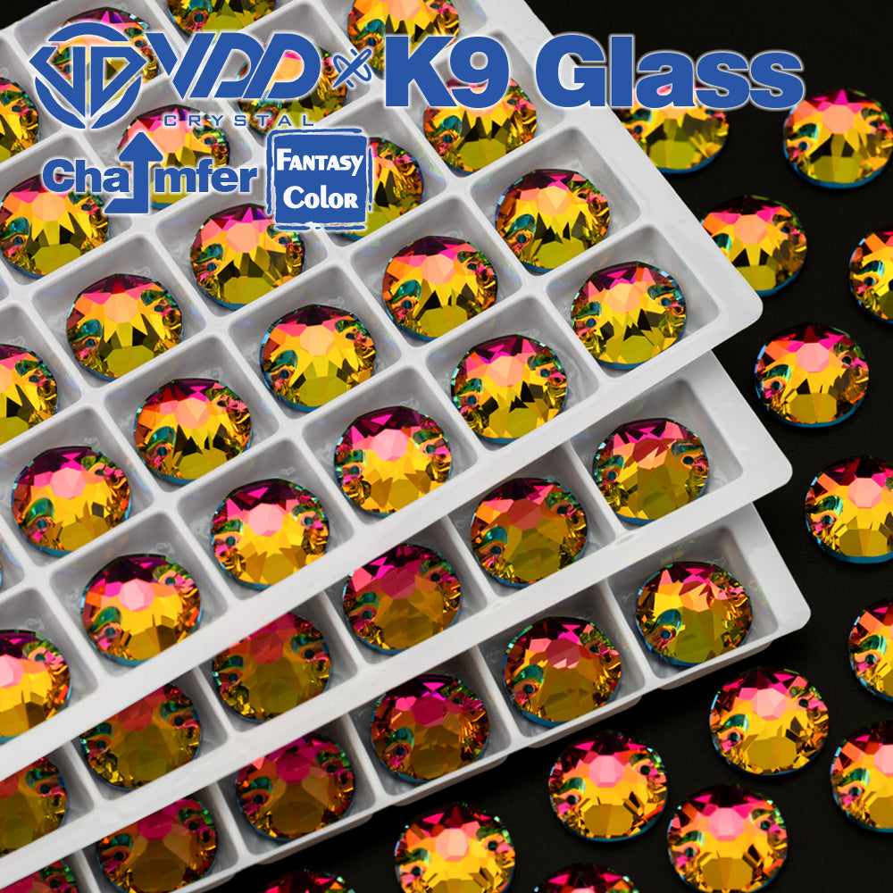 VDD 8B-8S 12mm 40Pcs Vitrail Medium Color Top Quality K9 Glass Sew on Rhinestone Sewing Crystal Flatback Clothes Decorations