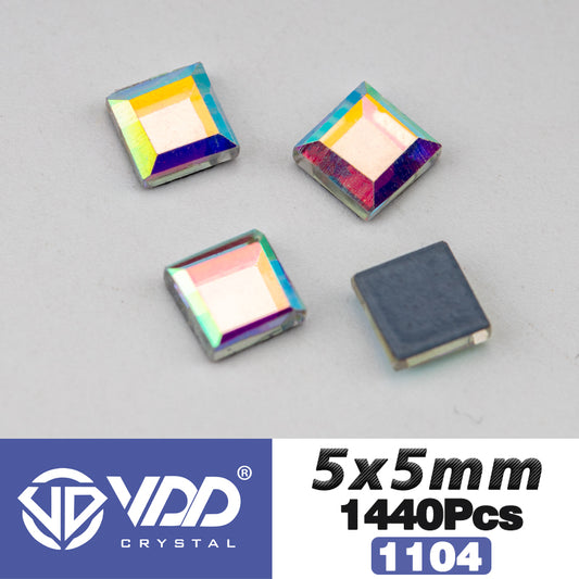 VDD 1104 - 5x5mm Wholesale 1440Pcs Rectangle Glass Rhinestones Crystal AB Flatback HotFix Strass Shape 3D Stones For Nail Art DIY Decorations