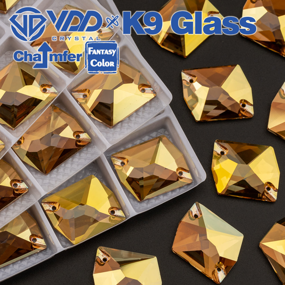 VDD Cosmic 17x21mm 15Pcs Sunshine Color K9 Glass Sew on Rhinestones Sewing Crystals Flat Back Stones for Clothes Accessories