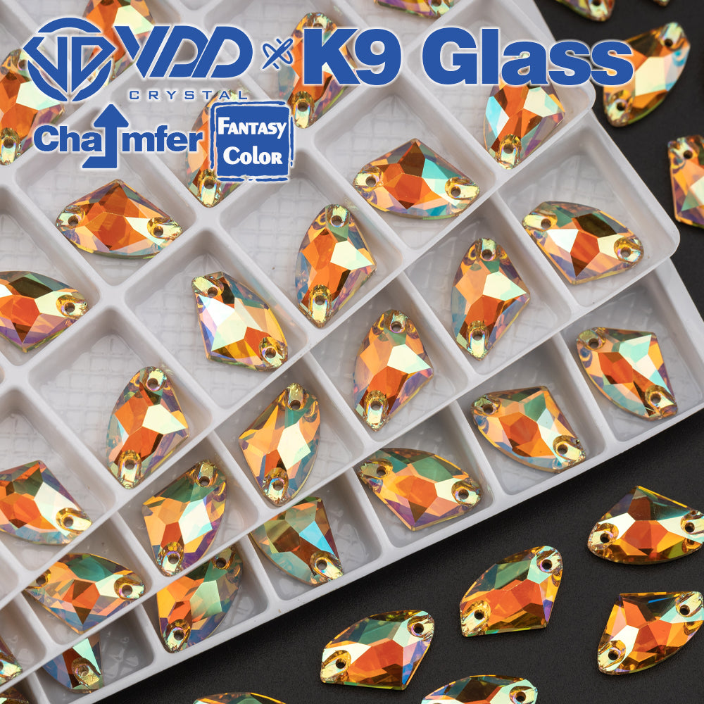 VDD Galactic 9x14mm 36Pcs Burning Sun Color Top Quality K9 Glass Sew on Rhinestone Sewing Crystal Flatback Garment Decoration