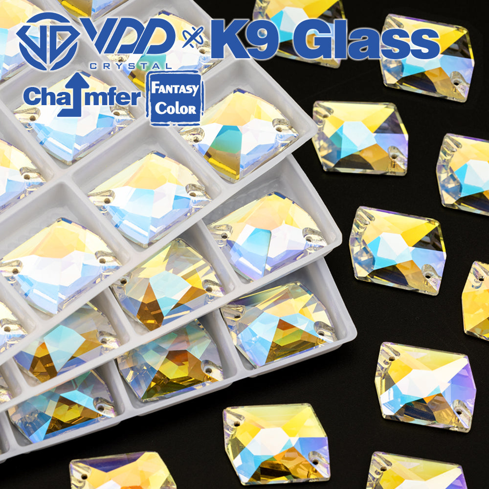 VDD Cosmic 17x21mm 15Pcs Luster Mirage Color Top Quality K9 Glass Sew on Rhinestone Sewing Crystal Flatback Garment Decorations