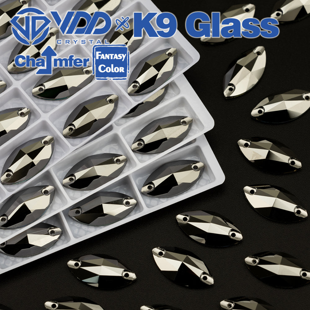 VDD Navette 9x18mm 36Pcs Hematite Color Top Quality K9 Glass Sew on Rhinestone Sewing Crystal Flatback Clothes Decorations