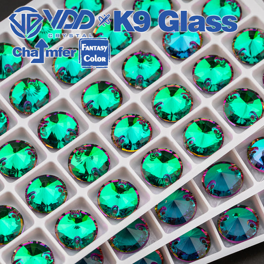 VDD Rivoli 12mm 40Pcs Heliotrope Color Top Quality K9 Glass Sew on Rhinestones Sewing Crystal Flatback Stones GarmentDecorations