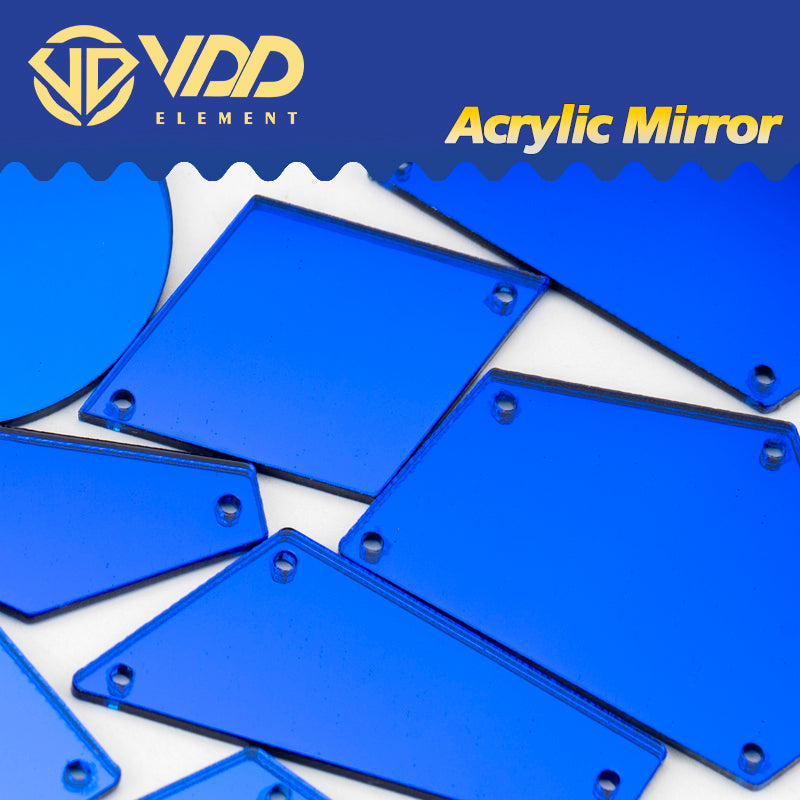 VDD 30/60/200Pcs Mix Size Blue Acrylic Mirror Sewing Rhinestones Sew On DIY Crafts Flat Back Stones For Garment Decorations