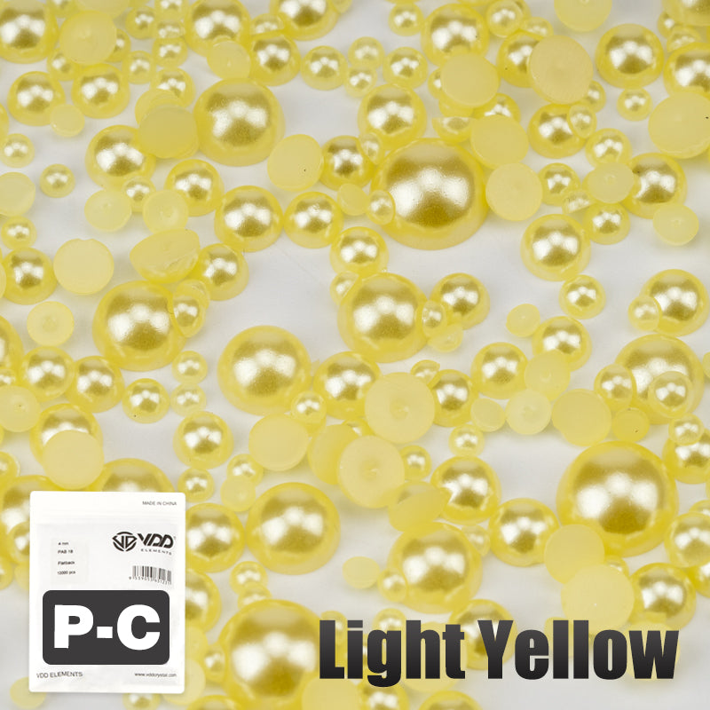 VDD Light Yellow 2.5-10mm Mix Size ABS Half Round Pearls Flatback Beads Resin Rhinestones Flatback Stones ZHENZHU