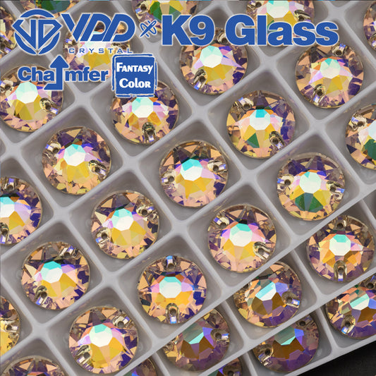 VDD 8B-8S 12mm 40Pcs Paradise Shine Color Top Quality K9 Glass SewOn Rhinestone Sewing Crystal Flatback Clothes Decorations