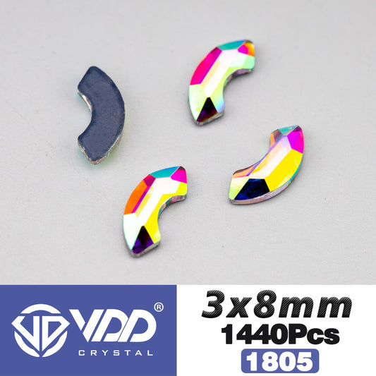 VDD 1805-3x8mm Wholesale 1440Pcs Rectangle Glass Rhinestones Crystal AB Flatback HotFix Strass Shape 3D Stones For Nail Art DIY Decorations