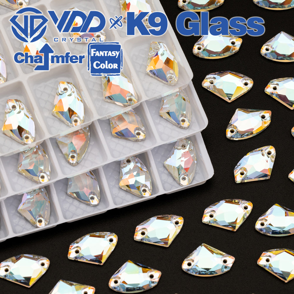 VDD Galactic 9x14mm 36Pcs Aura Mirage Color Top Quality K9 Glass Sew on Rhinestones Crystal Flatback Stones Garment Decorations