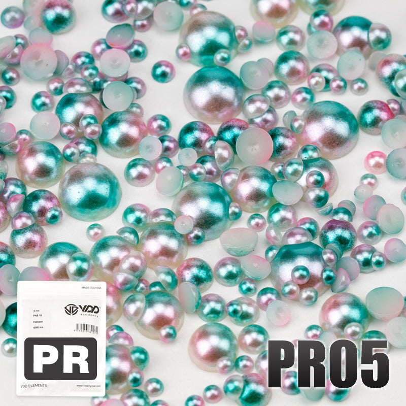 VDD PR05 3-10mm Mix Size ABS Half Round Pearls Flatback Beads Resin Rhinestones Flatback Stones ZHENZHU