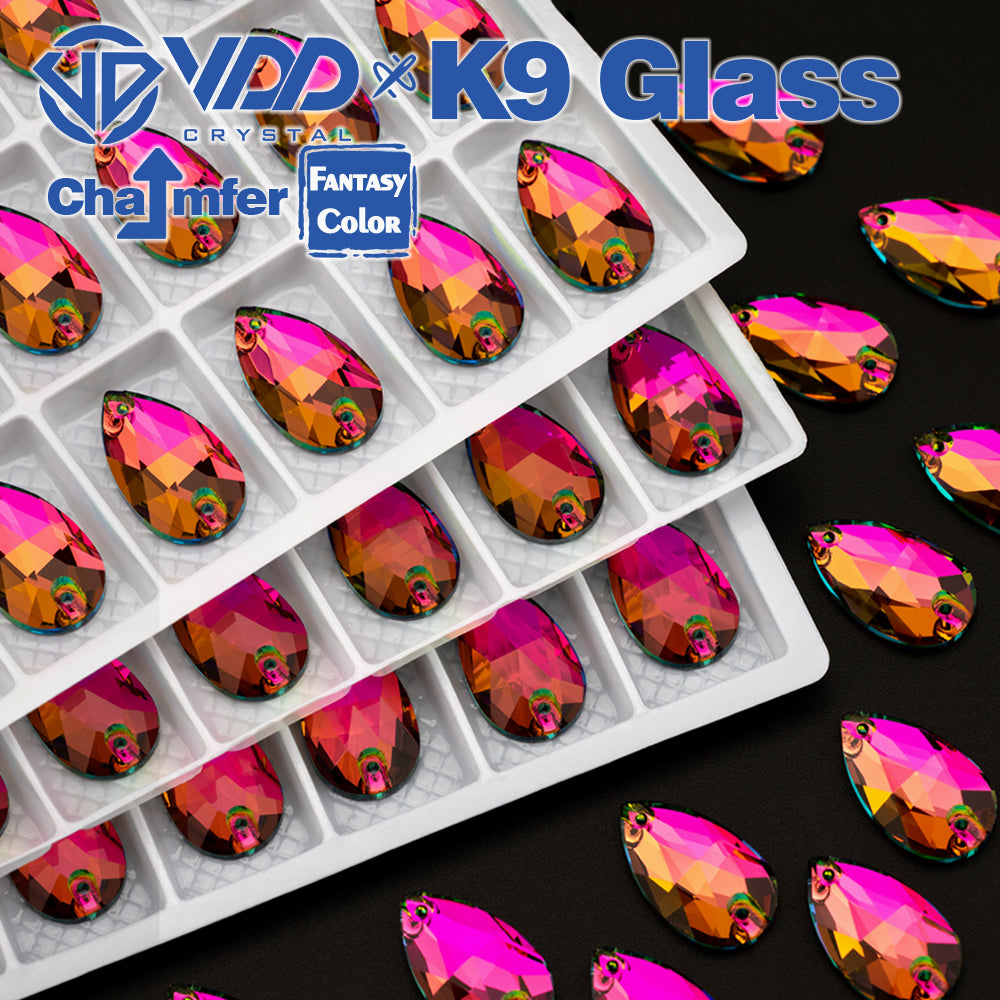 VDD Pear 11x18mm 24Pcs Vitrail Medium Color Top Quality K9 Glass Sew on Rhinestone Sewing Crystal Flatback Clothes Decorations