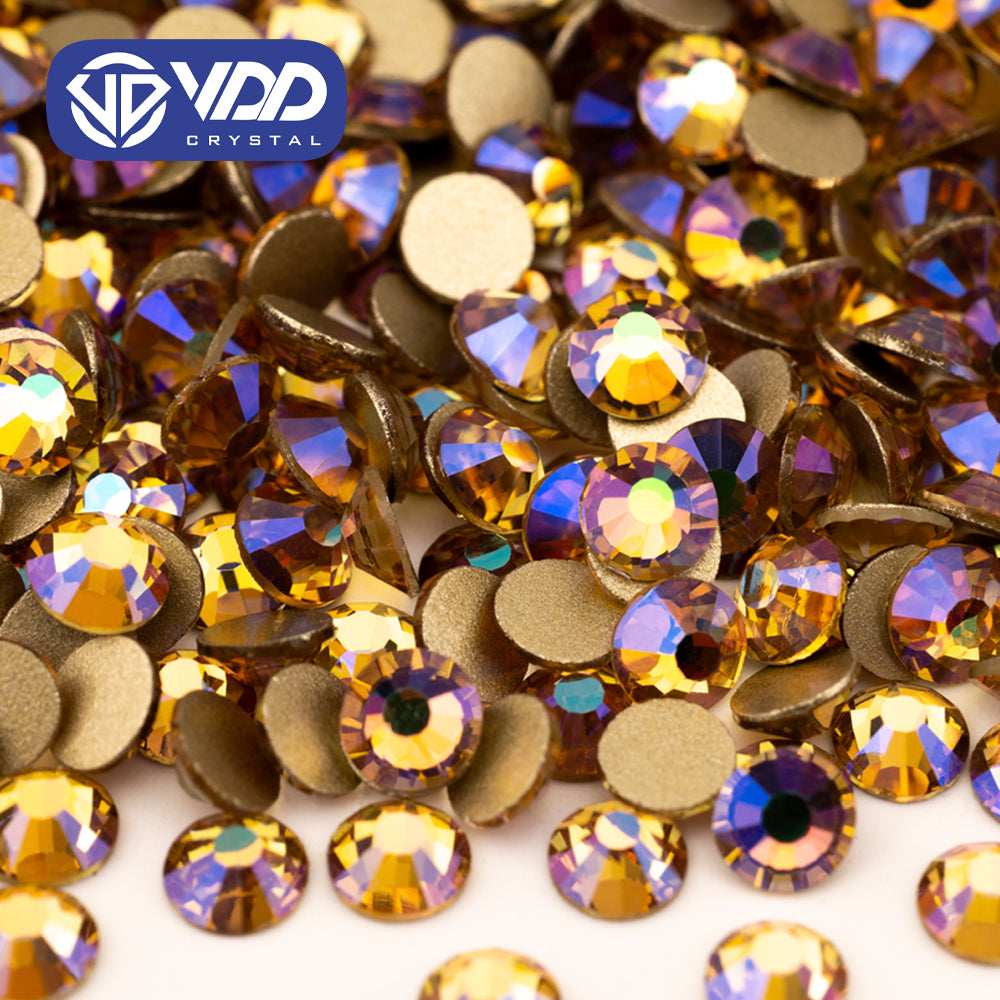 VDD  220 Autumn High Quality Glass Rhinestones Crystal Gold Flatback Strass Stones For Nail Art Crafts DIY Decorations