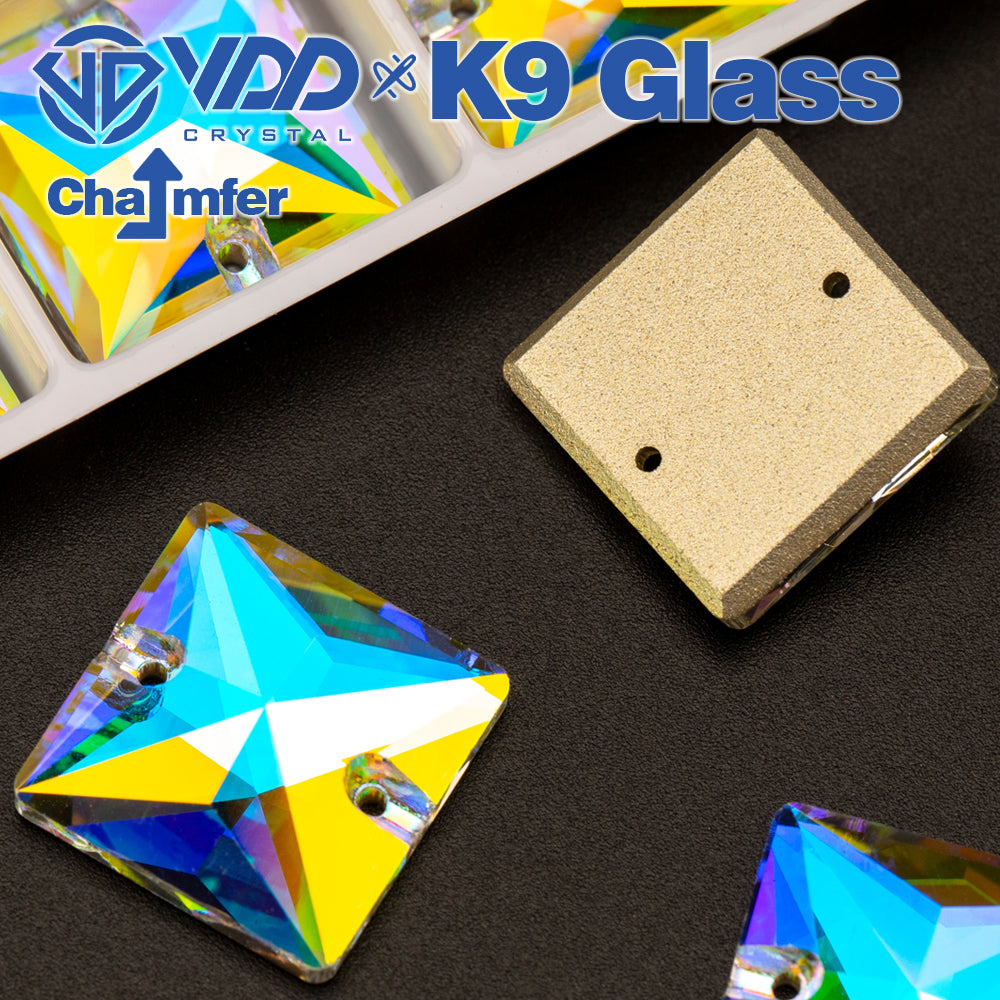VDD S255 Crystal AB Square Top Quality K9 Glass Sew on Rhinestones Crystal Flatback Sewing Stones for Clothes Decorations