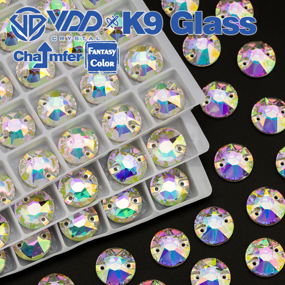 VDD 8B-8S 12mm 40Pcs Chroma Shimmer Color Top Quality K9 Glass Sew on Rhinestone Sewing Crystal Flatback Clothes Decorations