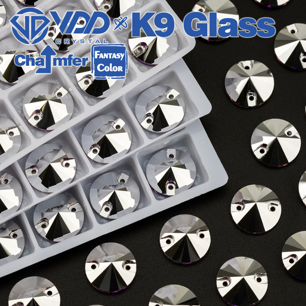 VDD Rivoli 12mm 40Pcs Labrador Color Top Quality K9 Glass Sew on Rhinestone Sewing Crystal Flatback Clothes Decorations
