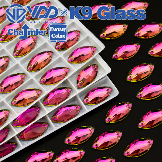 VDD Navette 9x18mm 36Pcs Rose Pulse Color Top Quality K9 Glass Sew on Rhinestone Sewing Crystal Flatback Clothes Decorations