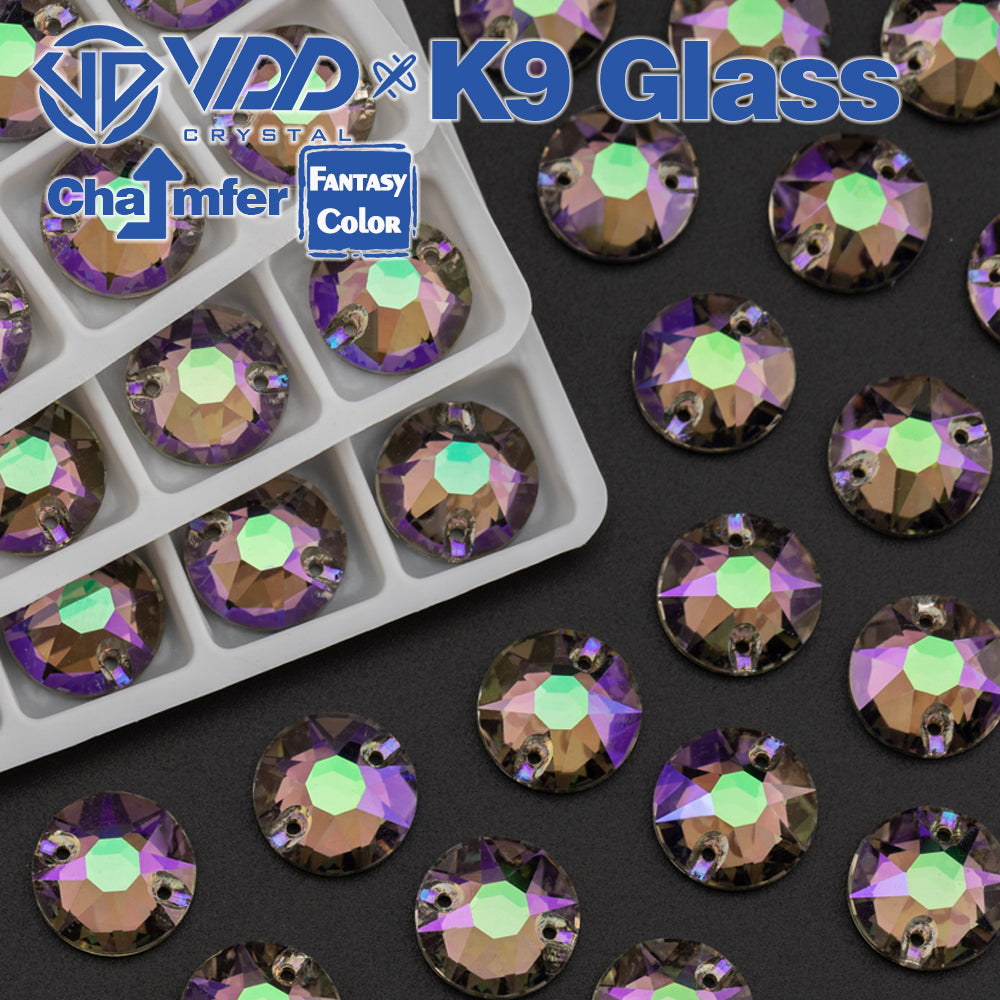 VDD 8B-8S 12mm 40Pcs Ghost Light Color Top Quality K9 Glass Sew on Rhinestone Sewing Crystal Flatback Clothes Decorations