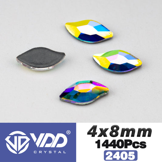 VDD 2405-4x8mm Wholesale 1440Pcs Rectangle Glass Rhinestones Crystal AB Flatback HotFix Strass Shape 3D Stones For Nail Art DIY Decorations