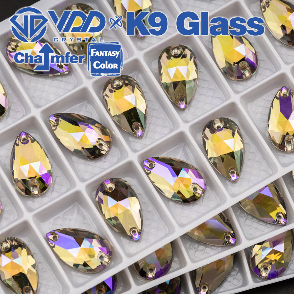 VDD Pear 11x18mm 24Pcs Ghost Light Color Top Quality K9 Glass Sew on Rhinestone Sewing Crystal Flatback Clothes Decorations