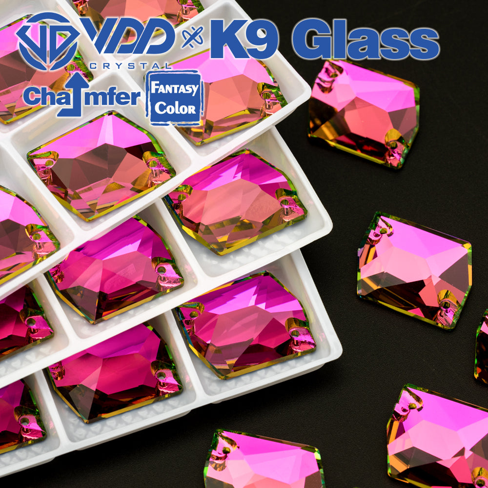 VDD Cosmic 17x21mm 15Pcs Rose Pulse Color Top Quality K9 Glass Sew on Rhinestone Sewing Crystal Flatback Garment Decorations