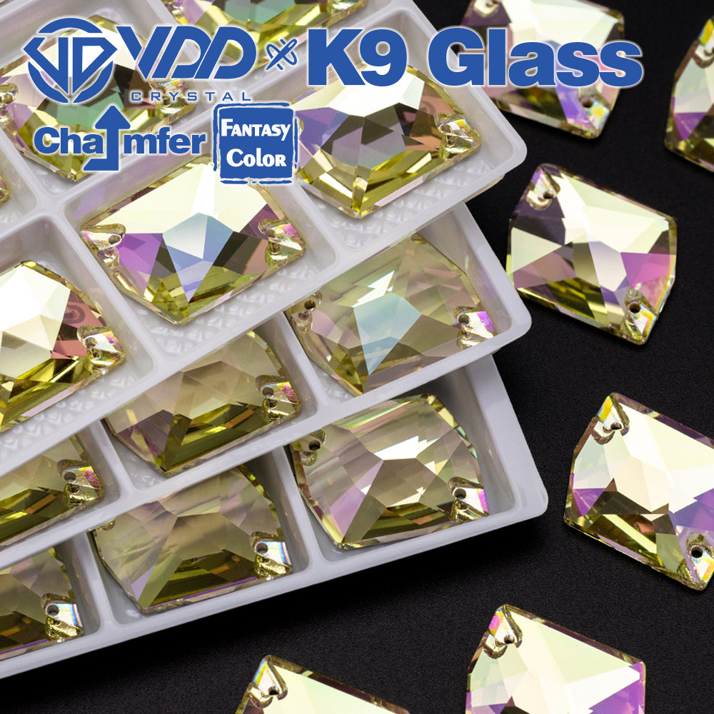 VDD Cosmic 17x21mm 15Pcs Glimmer Color Top Quality K9 Glass Sew on Rhinestone Sewing Crystal Flatback Garment Decorations