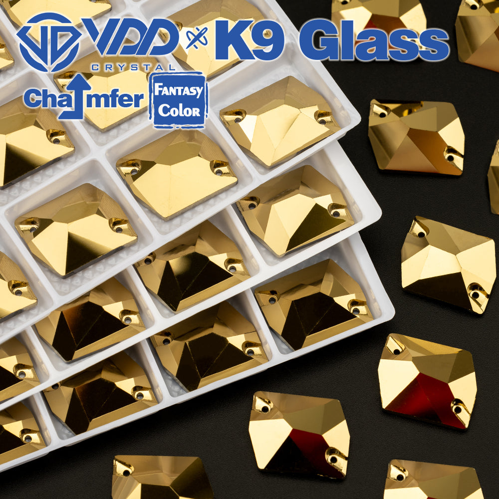 VDD Cosmic 17x21mm 15Pcs Aurum Color K9 Glass Sew On Rhinestones High Quality AAAAA Crystal Flatback Sewing Strass Stones DB-S268
