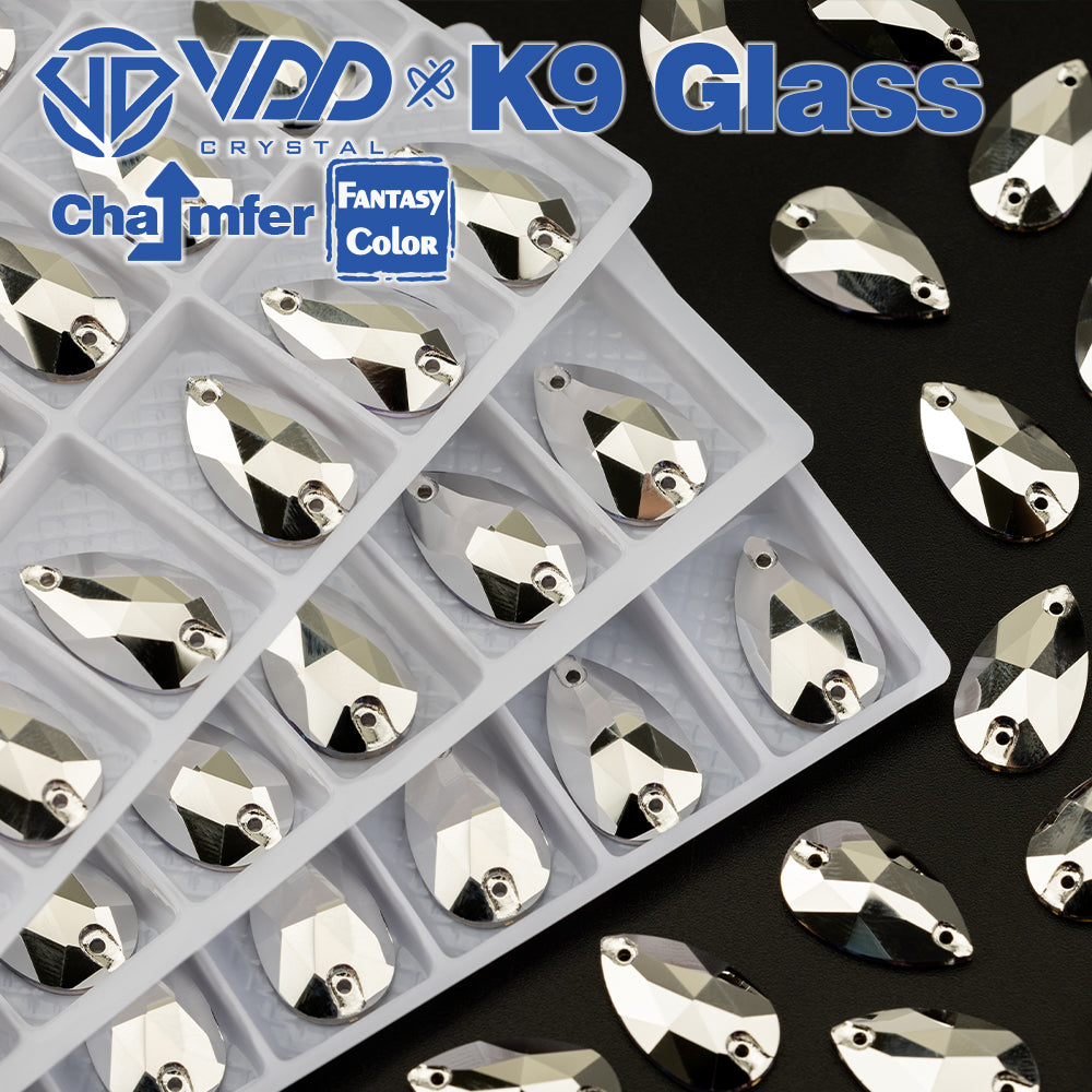 VDD Pear 11x18mm 24Pcs Labrador Color K9 Glass Sew On Rhinestones High Quality AAAAA Crystal Flatback Sewing Strass Stones DB-S267