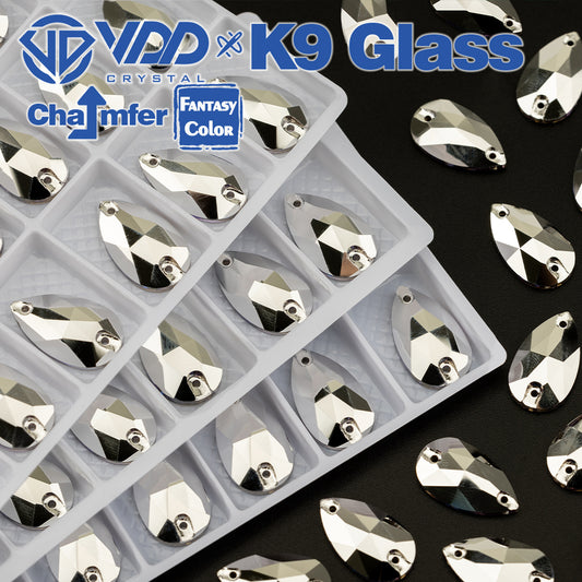 VDD Pear 11x18mm 24Pcs Labrador Color Top Quality K9 Glass Sew on Rhinestone Sewing Crystal Flatback Clothes Decorations