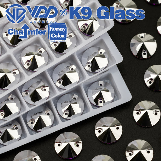 VDD Rivoli 12mm 40Pcs Labrador Color Top Quality K9 Glass Sew on Rhinestone Sewing Crystal Flatback Clothes Decorations