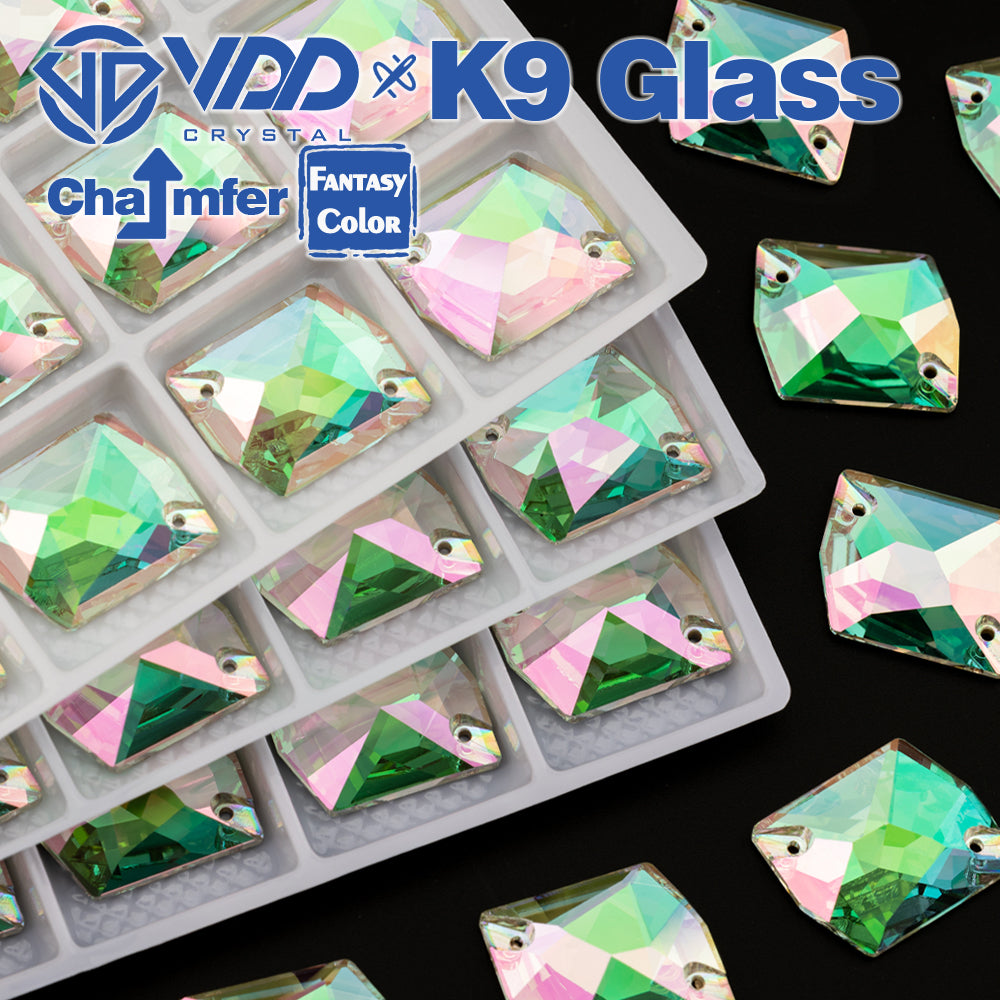 VDD Cosmic 17x21mm 15Pcs Chroma Shimmer Color Top Quality K9 Glass Sew on Rhinestone Sewing Crystal Flatback Garment Decorations