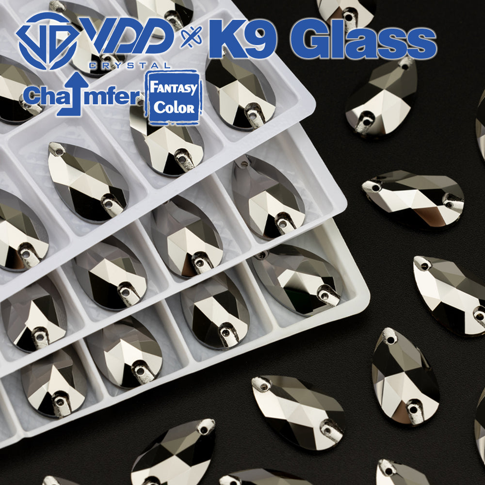 VDD Pear 11x18mm 24Pcs Hematite Color Top Quality K9 Glass Sew on Rhinestone Sewing Crystal Flatback Clothes Decorations