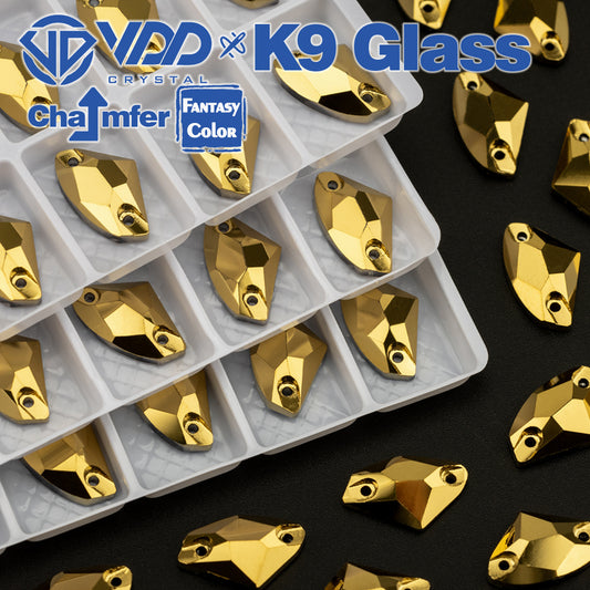 VDD Galactic 9x14mm 36Pcs Aurum Color Top Quality K9 Glass Sew on Rhinestones Crystal Flatback Stones Garment Decorations