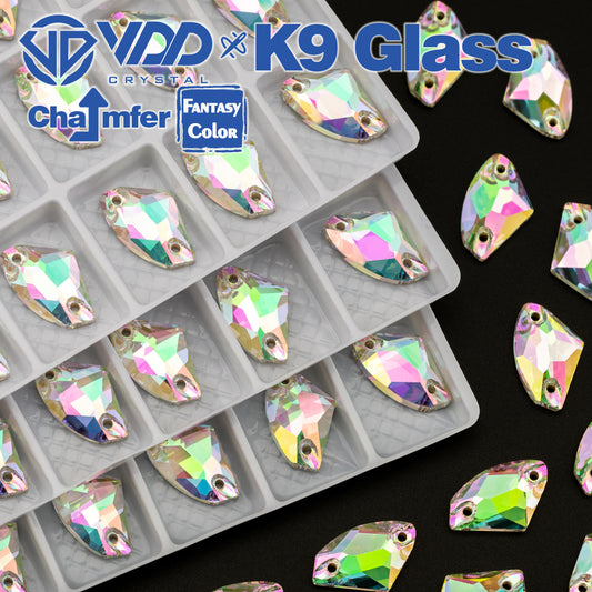 VDD Galactic 9x14mm 36Pcs Chroma Shimmer Top Quality K9 Glass Sew on Rhinestones Crystal Flatback Stones Garment Decorations