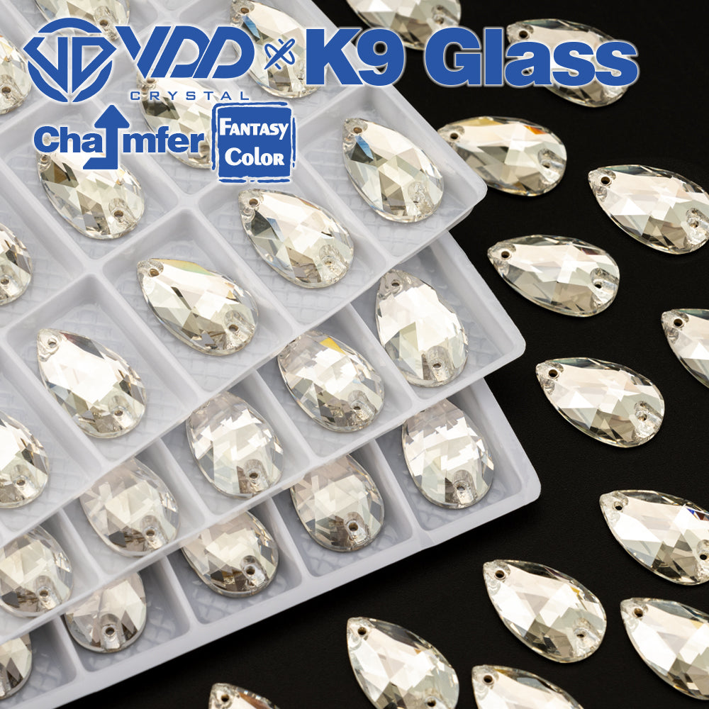 VDD Pear 11x18mm 24Pcs Sliver Shadow Color Top Quality K9 Glass Sew on Rhinestone Sewing Crystal Flatback Clothes Decorations