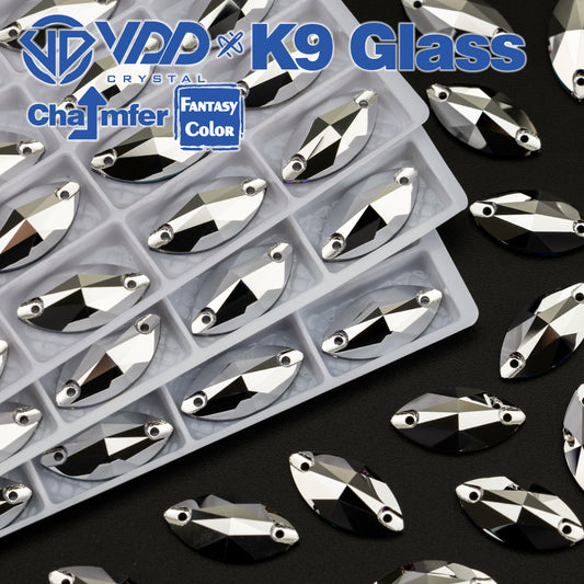 VDD Navette 9x18mm 36Pcs Labrador Color Top Quality K9 Glass Sew on Rhinestone Sewing Crystal Flatback Clothes Decorations
