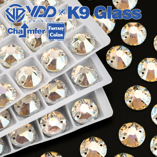 VDD 8B-8S 12mm 40Pcs Stardust Shimmer Color Top Quality K9 Glass Sew on Rhinestone Sewing Crystal Flatback Clothes Decorations