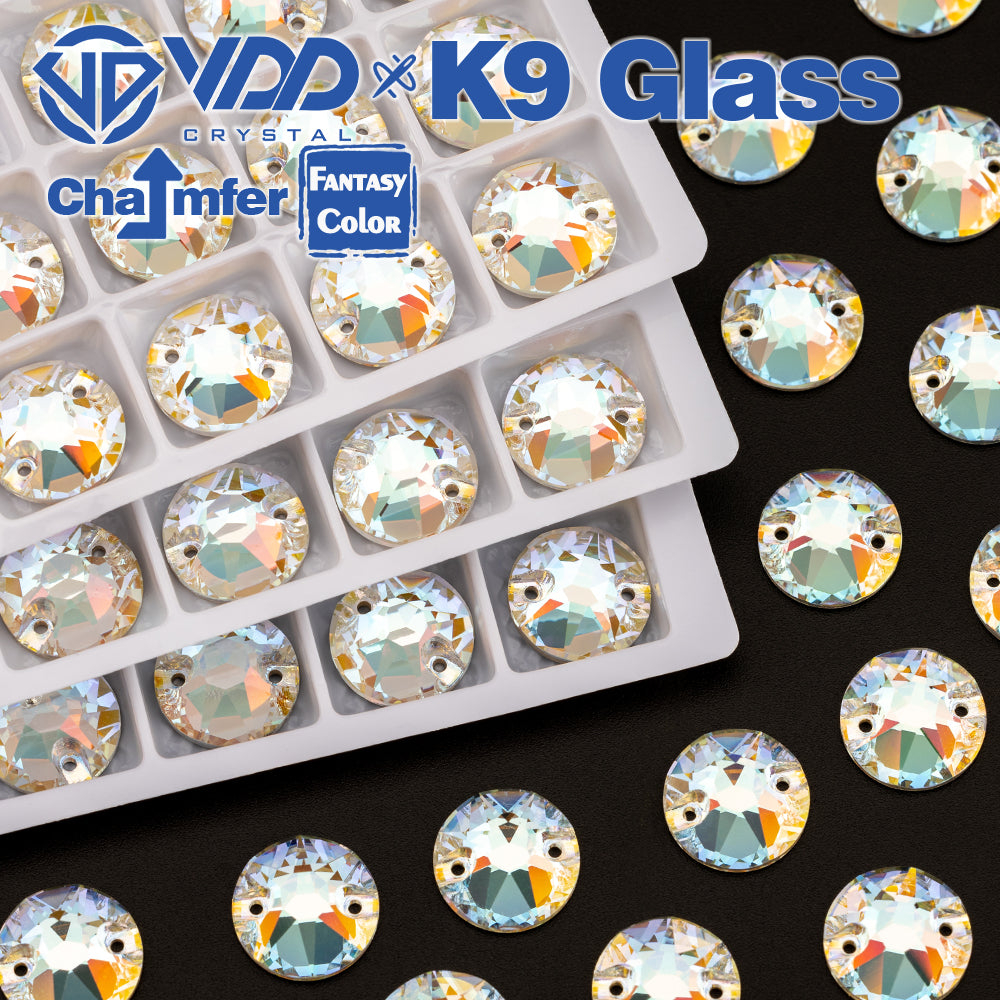 VDD 8B-8S 12mm 40Pcs Aura Mirage  Color Top Quality K9 Glass Sew on Rhinestone Sewing Crystal Flatback Clothes Decorations